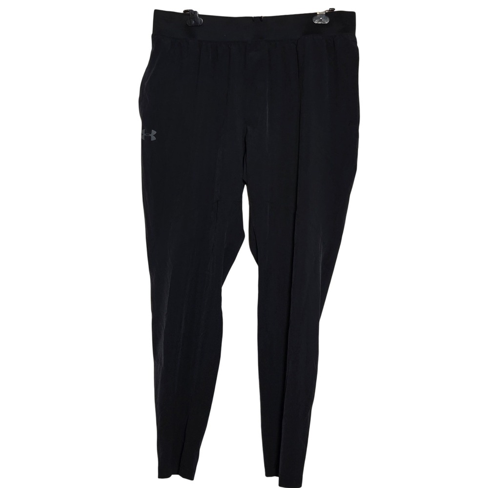 Under Armour Men Black Fitted Stretch Woven Pants XL Athletic Tapered Leg Active